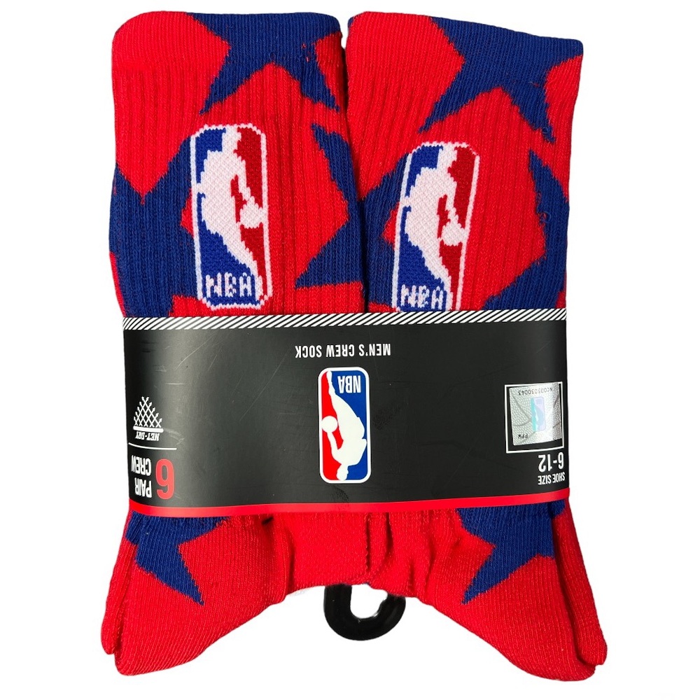 NBA Logoman Mens 6-12 Red White Blue Crew Sock NWT